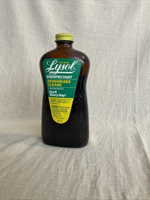 VTG Lysol Brand Disinfectant Pine Scent Concentrated Glass Bottle 12 oz 1/3 Full