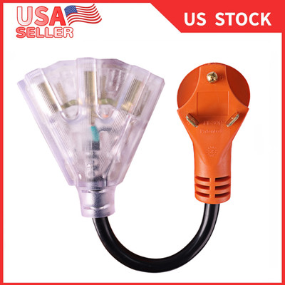 30 Amp to 110V Adapter Generator Power Cord, 3 Prong TT-30P Male to 3X5-15R ETL