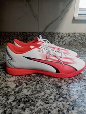 Brand New Men Puma Ultra Play white/ fire orchid/black soccer turf shoes size 12