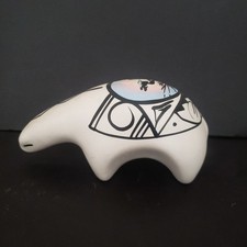 Southwest Style - Artist Signed - White Bear Sculpture - Detailed Wolf Painting