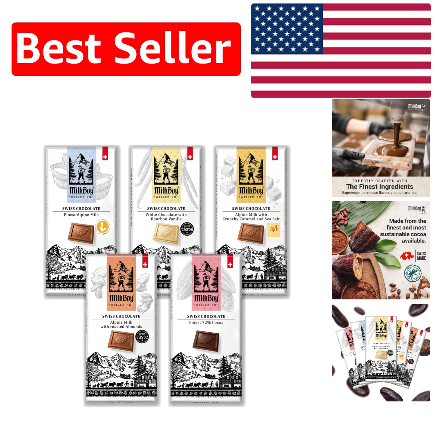Artisan Swiss Chocolate Bars Pack of 5