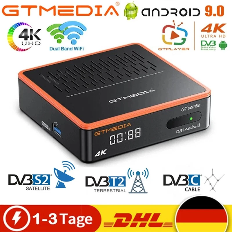 GTMedia 4K UHD Android Smart TV-Box DVB-S/ATSC-C J.83B WIFI-Mediaplayer - Bild 1 von 4