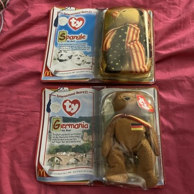McDonalds Beanie Babies International Bears II: Spangle & Germania New In Box