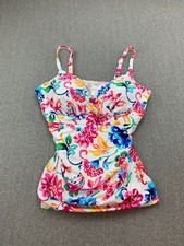 Anne Cole Water Color Paisley Tankini Swimsuit Top Womens 36C / 38B White Floral