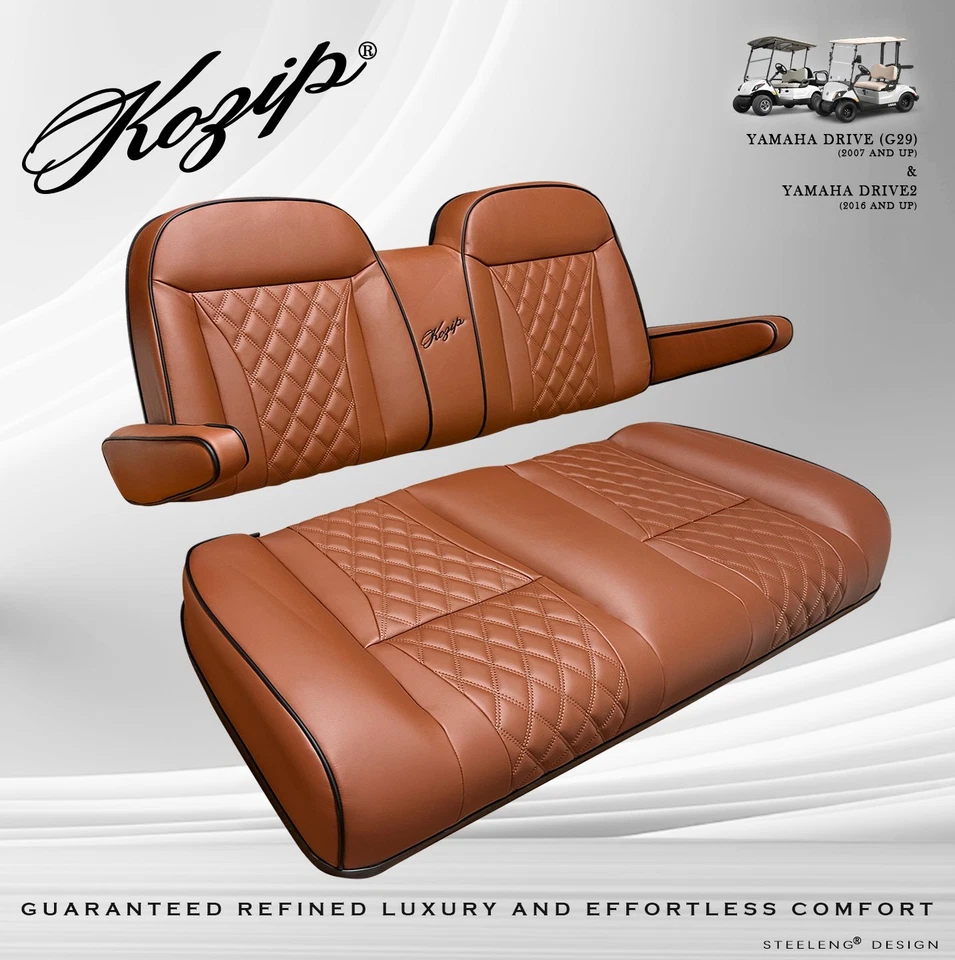'KOZIP' YAMAHA G29 / Drive2 GOLF CART FRONT SEAT/BACKREST CUSHION SET (BROWN) - Image 2 of 3