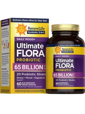Ultimate Flora Probiotic | 65 Billion CFU | 60 Vegan Capsules | by Renew Life