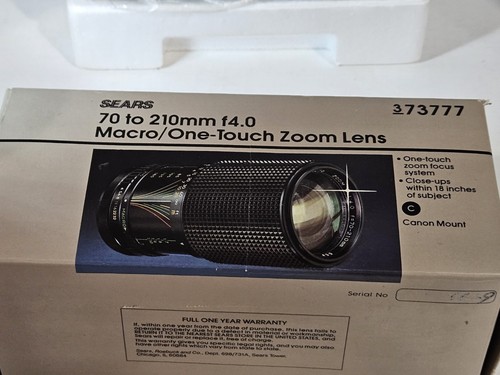 Sears 70-210mm f4.0~Macro/One-Touch Zoom Lens~Canon Mount~373777~Original Box - Picture 14 of 17
