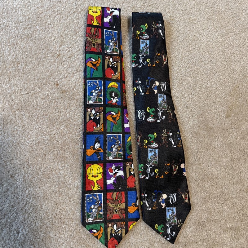 2 Looney Tunes Neck Ties (Stamp Collection)
