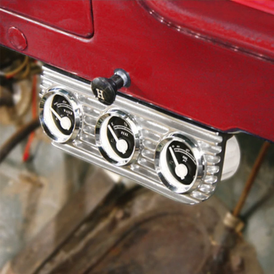 Vintage Finned 3 Gauge Bezel Mount w/ Fuel, Volt and Water Gauges   - Image 2 of 2
