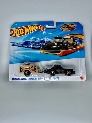 2025 Hot Wheels Track Fleet Porsche 911 Off Roader w/ Trailer Set Black HYT56