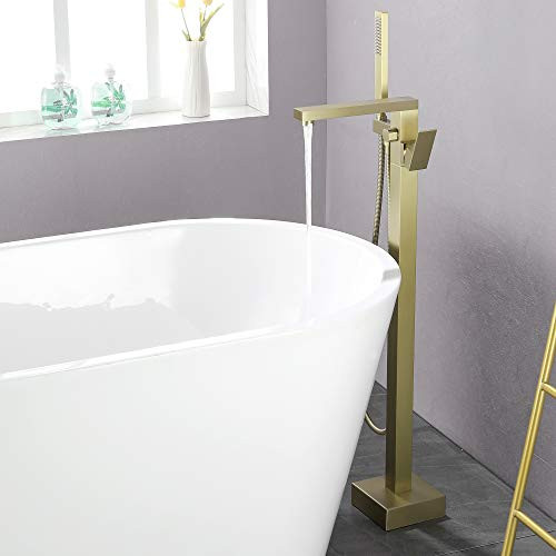Freestanding Bathtub Faucet Single Handle Bath Tub Filler Faucet with Hand - Picture 2 of 7
