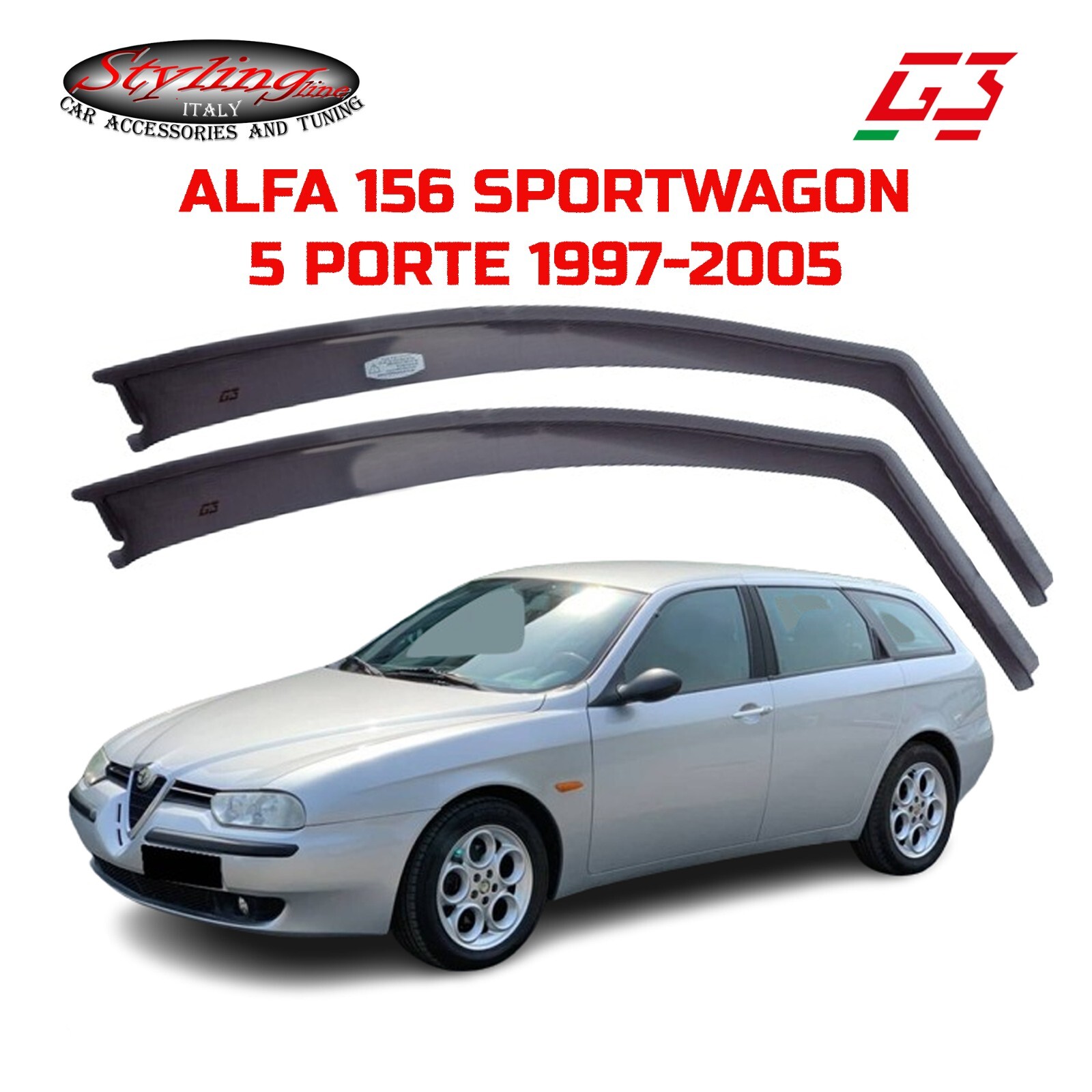 DEFLETTORI ALFA 156 SPORT WAGON (1997-2005) 5 PORTE G3 SET ANTIVENTO FUME' 19202
