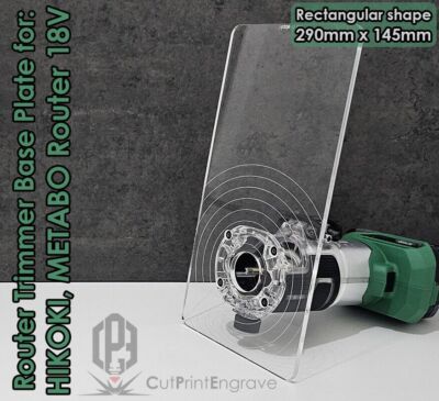 Rechteckfräse Trimmer Grundplatte für HIKOKI, Metabo 18V Oberfräse - 290x145mm