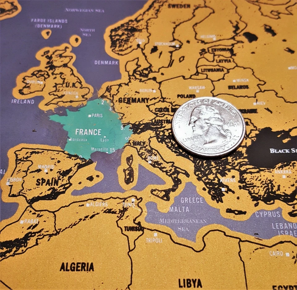 NEW BIG Scratch Off World Map Travel Tracker,  Outlined US States, Country Flags - Image 4 of 4