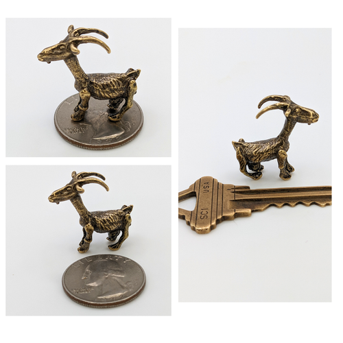 Bauernhof Ziege Messing Miniatur Skulptur Figur Handarbeit Ziege Tier - Bild 3 von 9