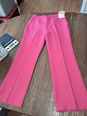 Vintage New Size 20 Pink Body Bend Stretch Gabardine Super High Rise Pants Woven