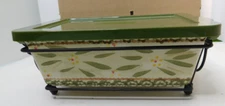 Temp-tations Ovenware by Tara Old World Green 1.5 qt Loaf Pan Trivet Lid Rack