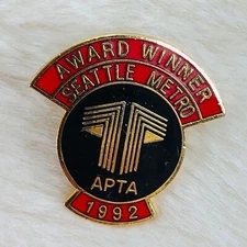 Vtg 1992 APTA Award Winner Seattle Metro Washington Education Lapel Pin