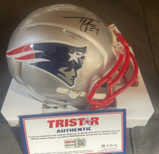 TY LAW SIGNED NEW ENGLAND PATRIOTS MINI HELMET TRI STAR CERTIFIED COA
