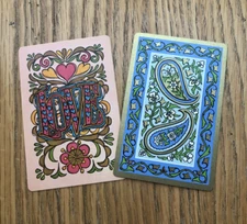 Lot of 2 Single Swap Playing Cards - Floral Patterns Designs