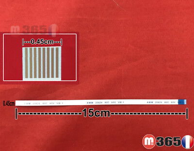 Nappe (câble Ruban) 8 Pins - Connecteur Même Face - Longueur 15 Cm, Largeur 0,45 Cm - Neuf