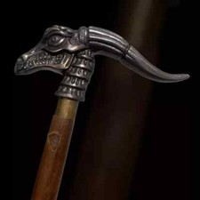 Handmade Brass Antique Dragon head Handle Wooden Walking Stick Designer Handmade