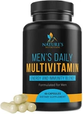 Multivitamin for Men,Natural Supplement for Energy,Vitamins A,C,D,E,B, Zinc,60x