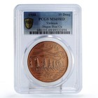 Vietnam 10 dong Seafaring Dragon Boat Ship Large MS69 PCGS copper coin 1988