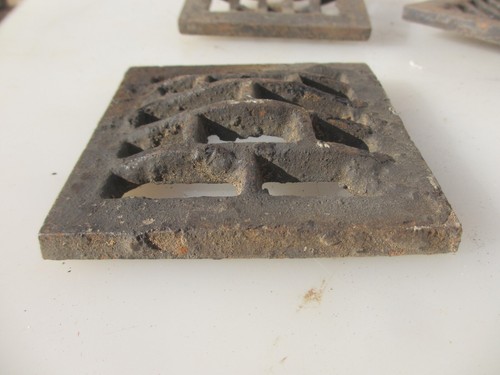 Vintage Square Cast Iron Drain Cover Grate Grille Vent Antique 4" Inch - £12each - Picture 7 of 13