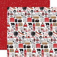 2 Sheets of Echo Park Paper LET'S GO ANYWHERE 12x12 Cardstock - See the World