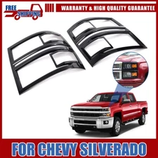 👍 Black Front Headlight Lamp Cover Trim Bezel For 2014-15 Chevy Silverado 1500