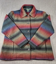 WOOLRICH Womens XL Wool Blend Dark Pine Stripe Button Up Jacket