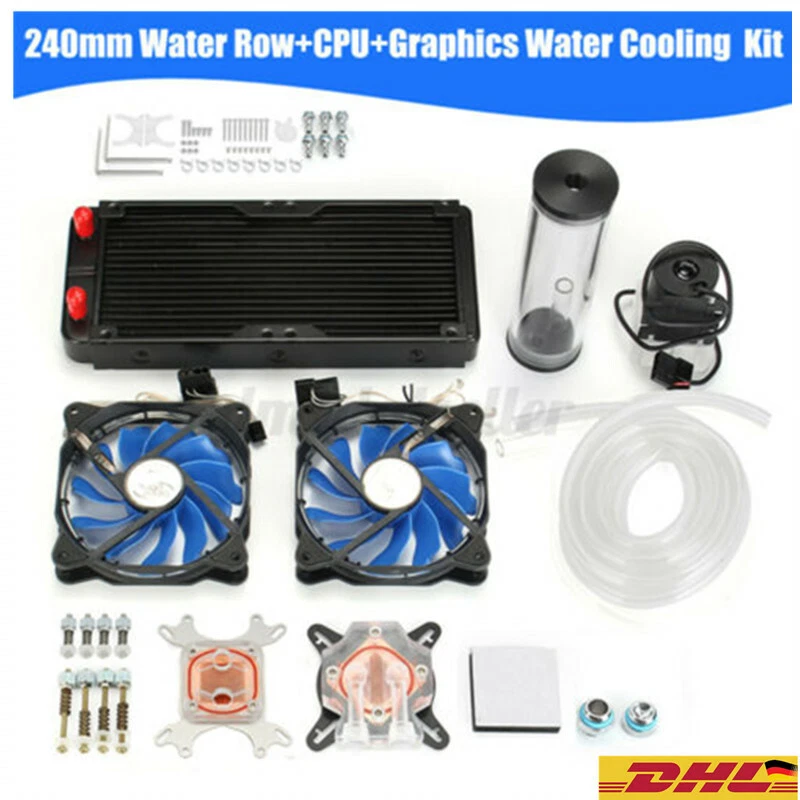 PC Wasserkühlung Set CPU 240mm Kühlkörper Heizkörper GPU+LED Lüfter DIY Kit NEU - Bild 2 von 4
