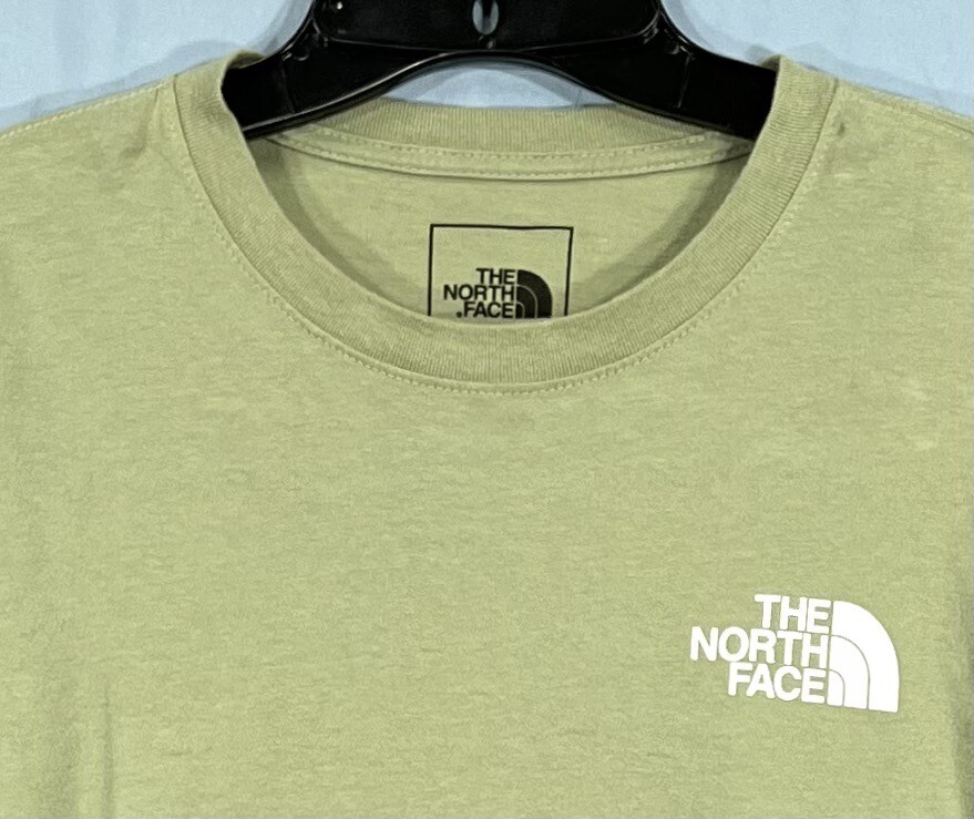 THE NORTH FACE Women's GREEN Jersey Knit LOGO SPELLOUT Long Sleeve T