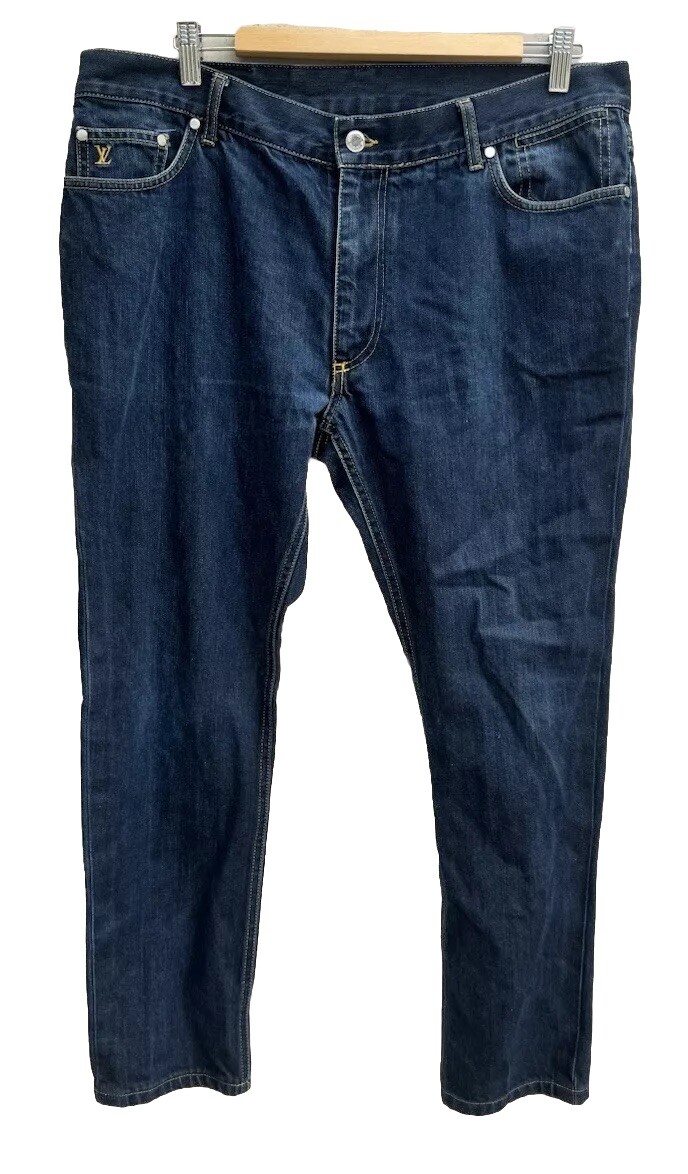 LOUIS VUITTON LV STRAIGHT FIT BLUE DENIM BUTTON FLY JEANS