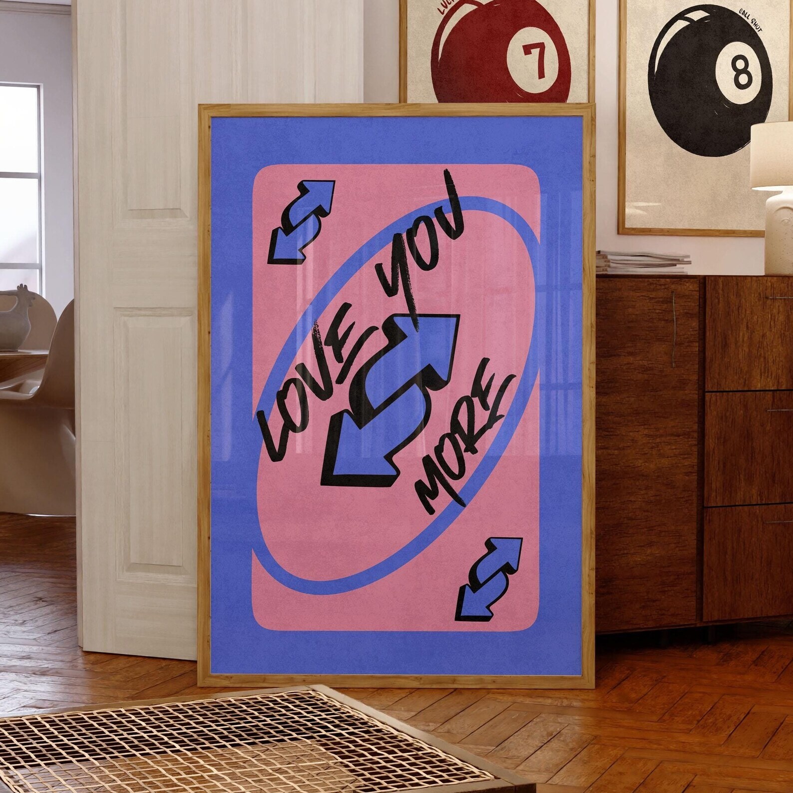 Love You More Print Retro Wall Art Playing Card Wall Art Girly Wall Art