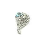 Sterling Silver Aquamarine & White Sapphire Angel Wing Pendant 1.20 Ctw — photo 3