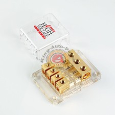 Gold Plated Power Ground Distribution Block Three 4 Gauge Input To 8 Ga Output