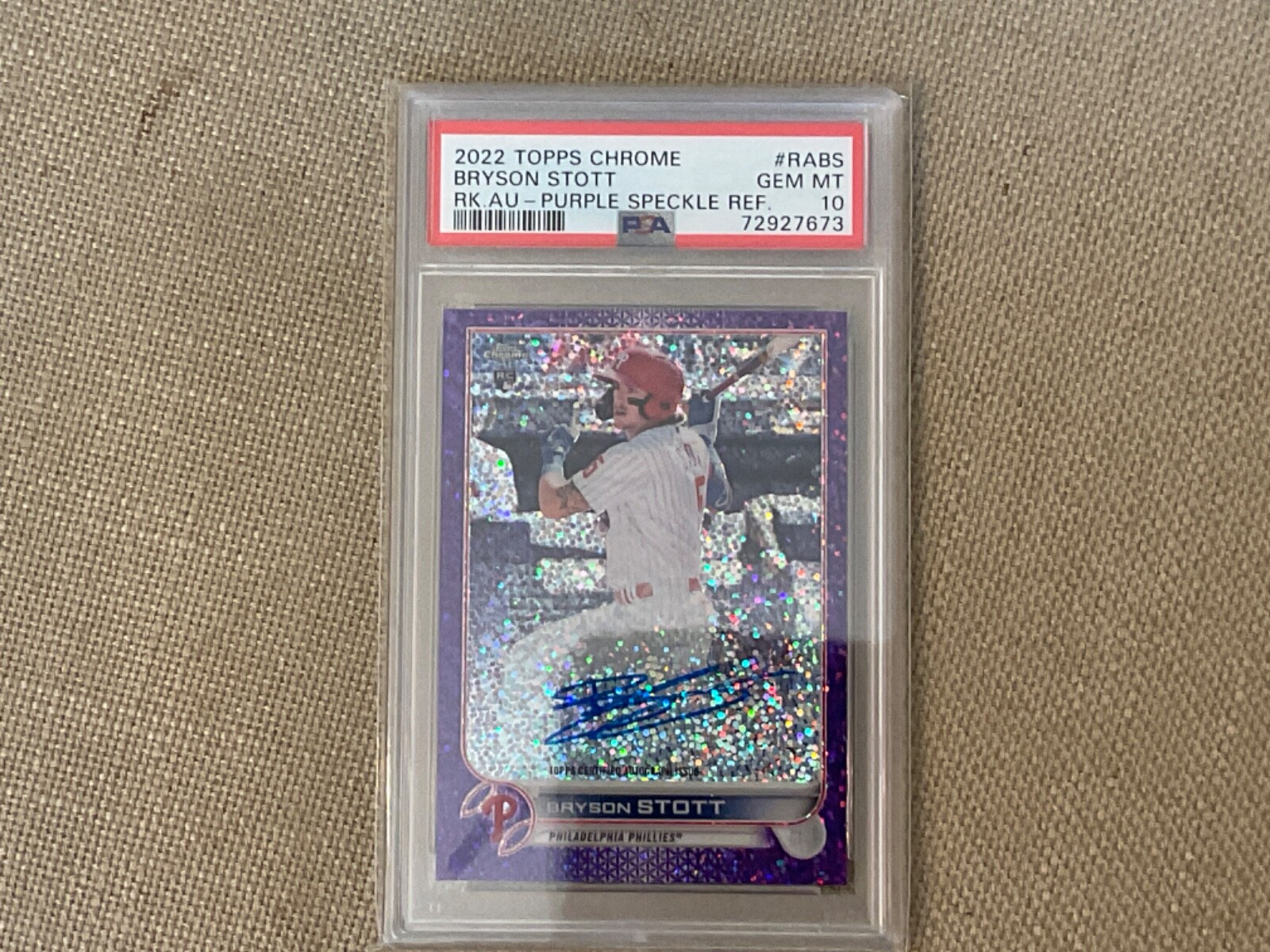 2022 Topps Chrome Bryson Stott RC Auto Purple Speckle Refractor 166/299