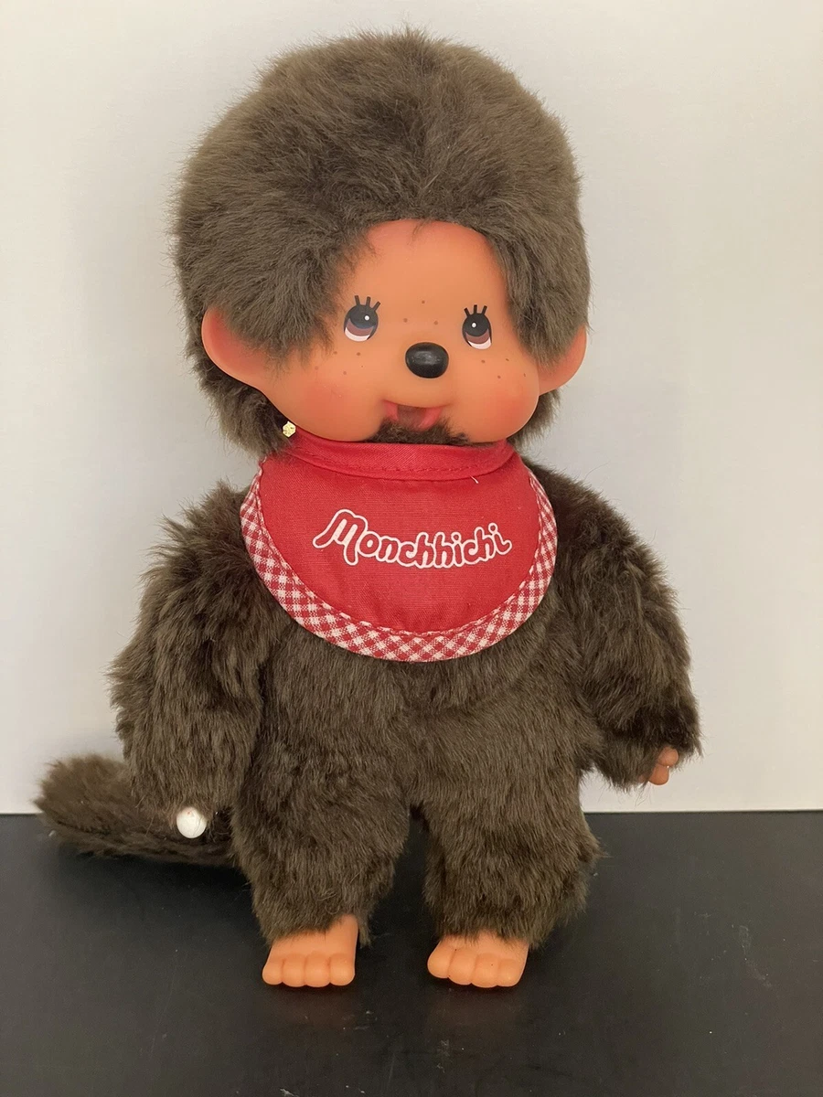 Monchhichi Sekiguchi EUROPE HOLLAND Monchichi Plush Doll Vintage Toy Boy Red Bib