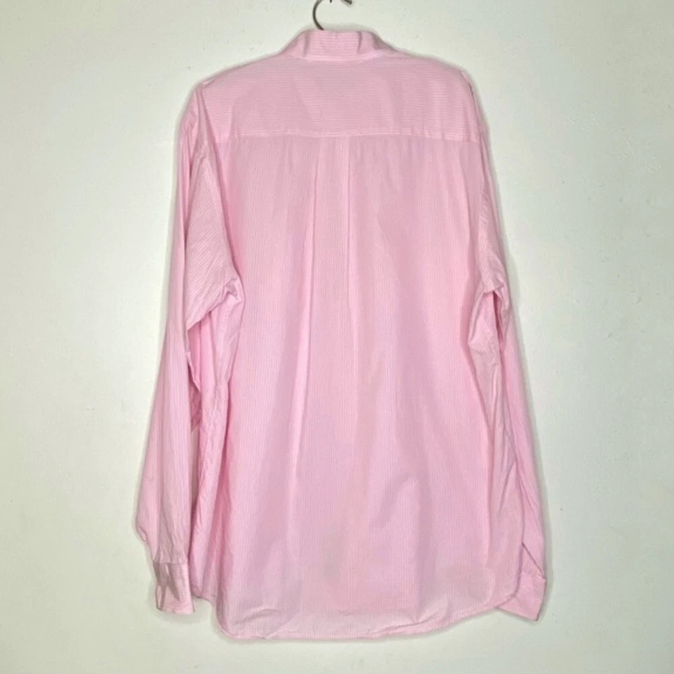 Nautica Hombre Rosa/Blanco Pin Rayas Botón Abajo Vestido Camisa Manga Larga 16.5 Foto 2 de 4