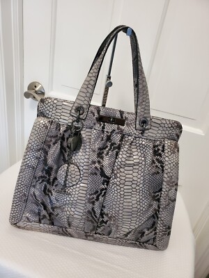 EC Tosca Blu Snakprint Leather Large Satchel/Tote Grey Black