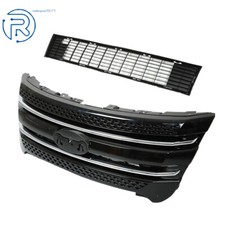 Front Upperlower Grille Gloss Black Grill For Ford Explorer 2011-2015 Bb53-8200