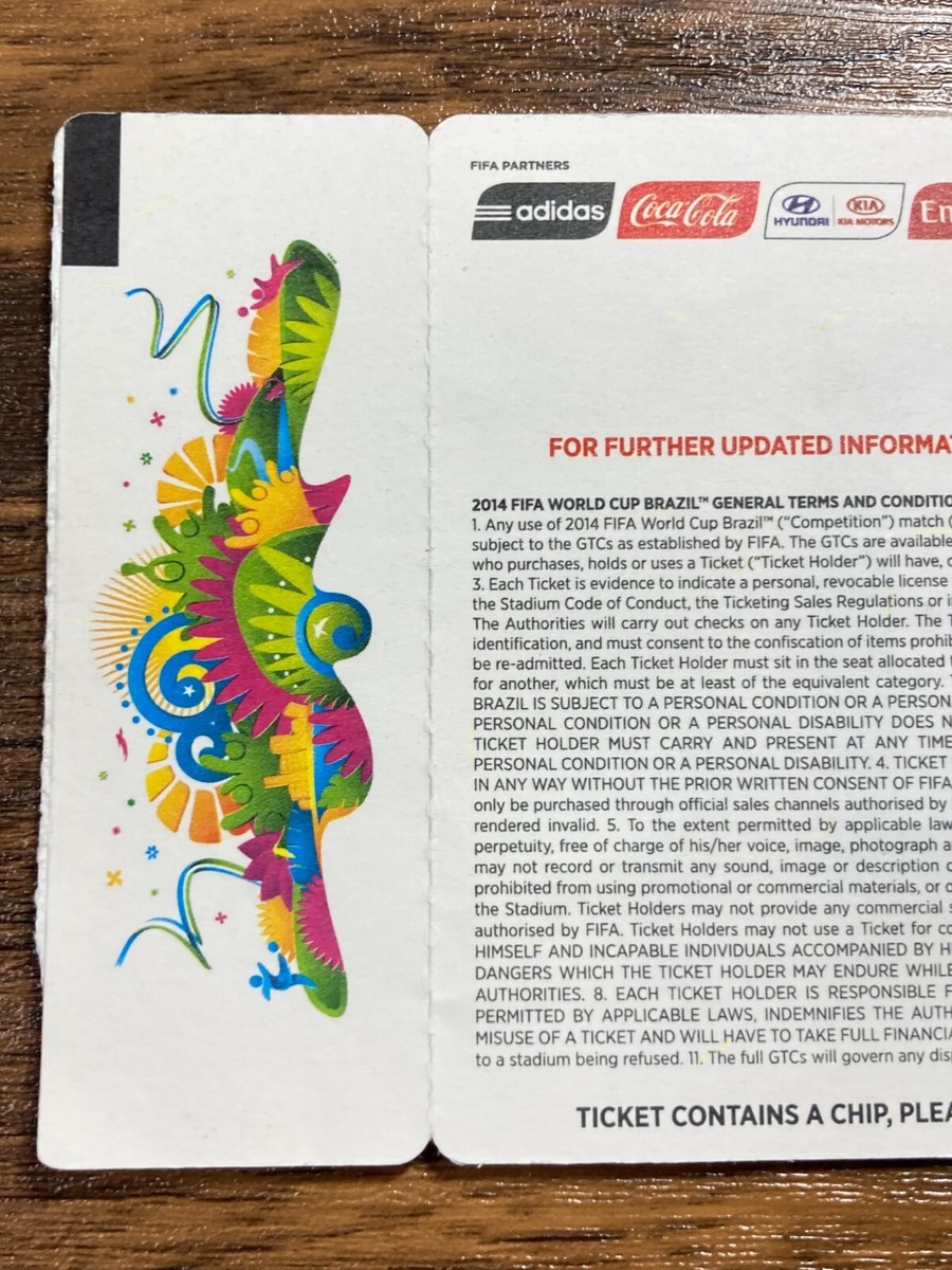 FIFA World Cup 2014 Brazil Ticket - #56 Belgium USA Unused | eBay