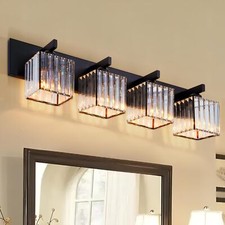 Bathroom Vanity Wall Light Modern Crystal Wall Sconce 4-Lights Lamps Fixtures