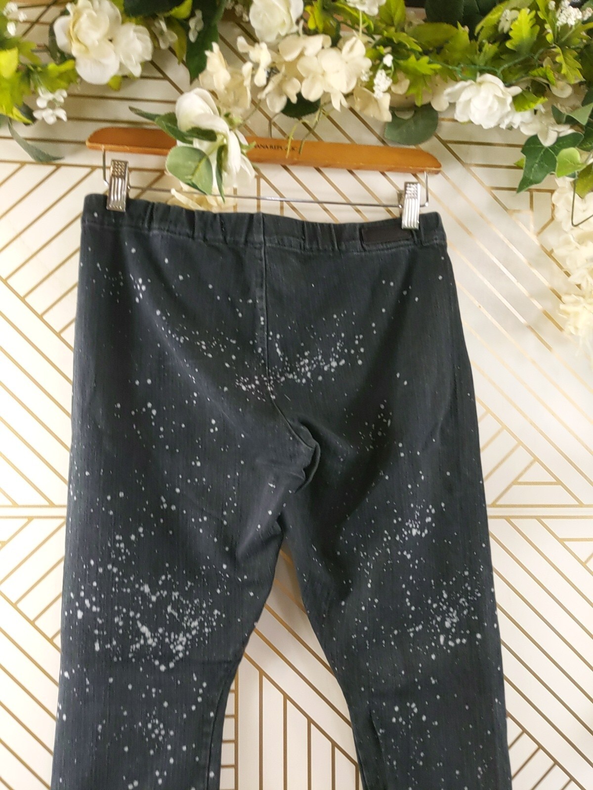 Joe’s Jeans LEggings Black Splatter Paint Jeggings Pull On Ankle Zip SZ