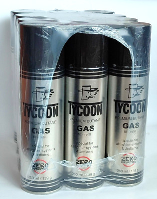 12 x Tycoon Butangas 250ml, Premium Feuerzeuggas BHO Extractor, zero impurities