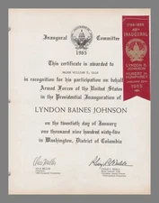 Vietnam Era USAF Major W. Zale Inaugural Committee 1965 Lyndon Johnson WA