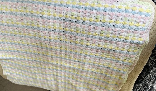 Crochet Blanket Handmade Pastel Colors 30x30 - Picture 5 of 7