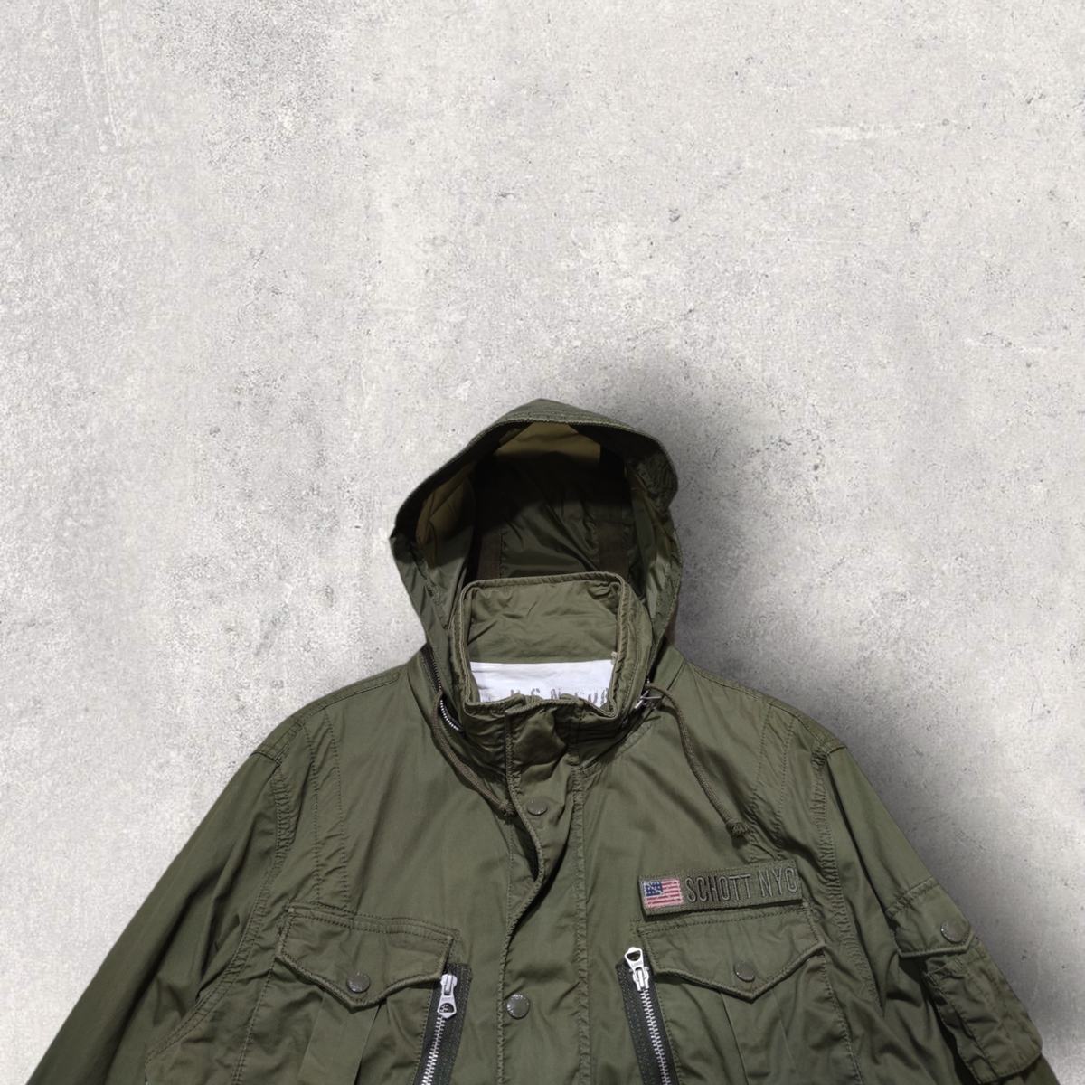 Vintage Schott NYC M-65 Chaki Military Parka Field Army Vintage Schott NYC M-65 Chaki Military Parka Field Army